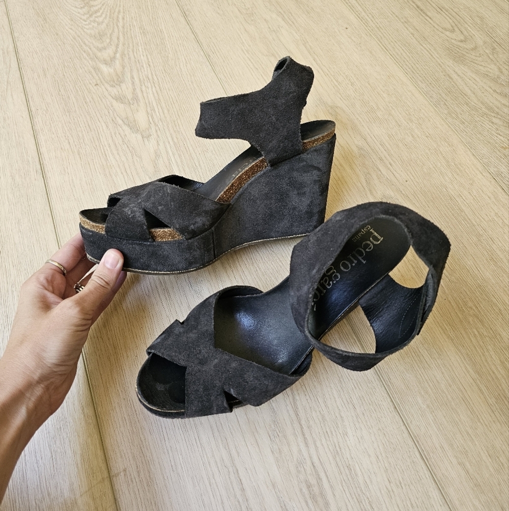 Pedro Garcia Suede Wedge Platform Sandals